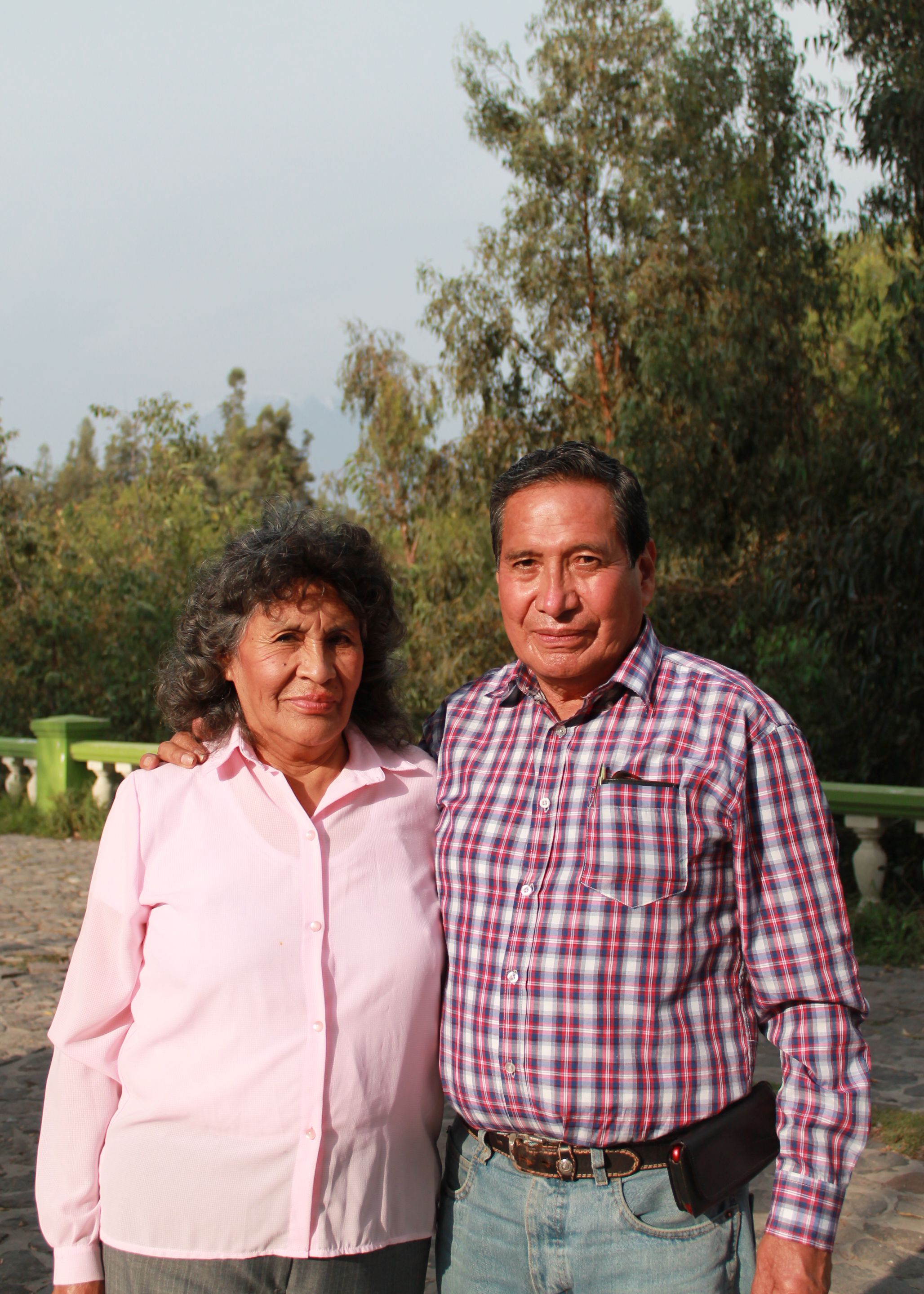 Senior couple smiling together outdoors